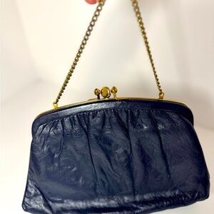Ande Blue Leather Clutch